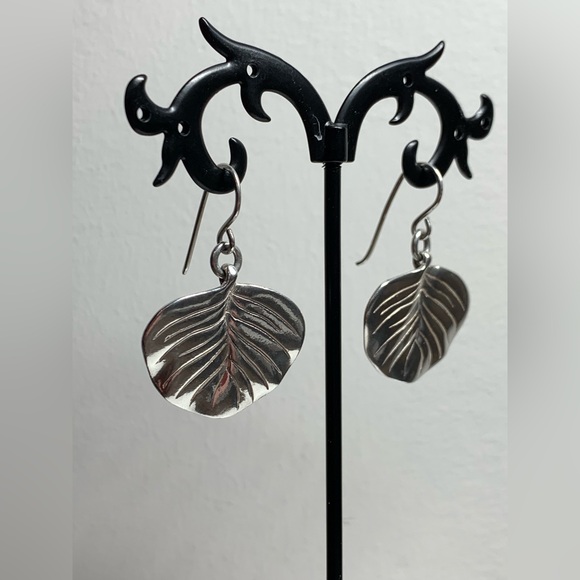 Silpada Vintage Rare Sterling Silver GROW Leaf Fr Wire Earrings (Israeli made) - Picture 5 of 9